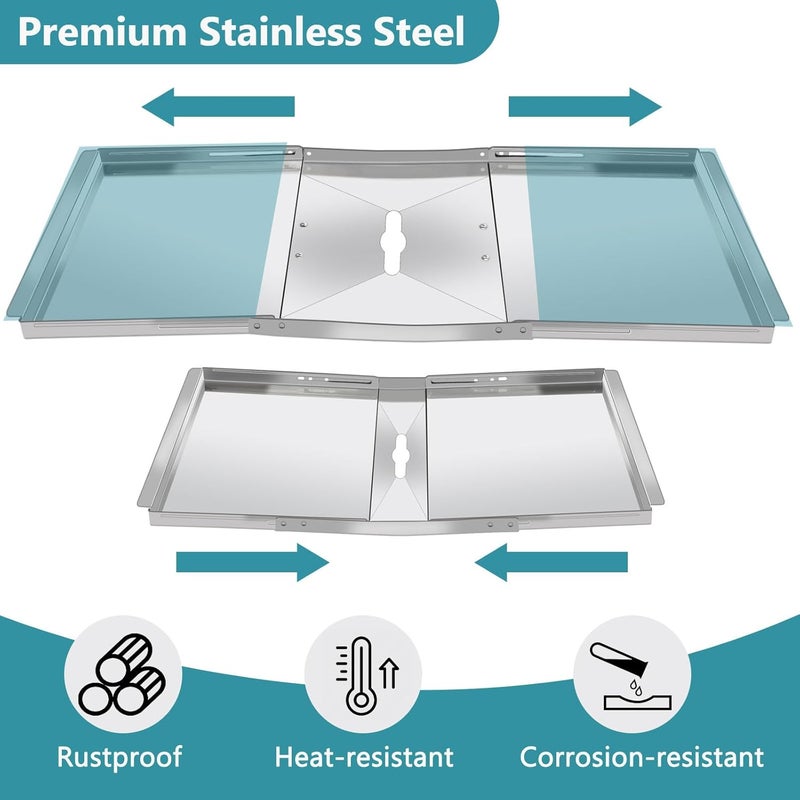 Criditpid DGF510SBP Tray Replacement Parts for Dyna-glo DGF510SSP, DGF493BNP, Backyard Grill BY13-101-001-13, GBC1460W, BHG Grill BH13-101-099-01, Adjustable 24"-30" Grease Tray Drip Pan, Heat Shield Plates - Image 4